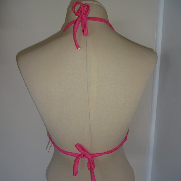 New NOS Vintage 1970s A.H. Schrieber Keyhole Swimsuit Swim Top Halter XS S USA - Picture 3 of 4